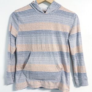First Wave Striped Hooded Tee Kids 10/12 Gray Blue Orange